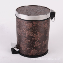 PU Leather Covered Foot Pedal Dustbin (A12-1901T)